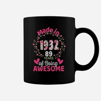 89 Years Old 89Th Birthday Born In 1932 Women Girls Floral Sweatshirt Coffee Mug | Crazezy