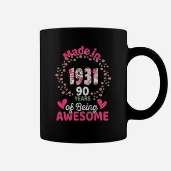 90 Years Old 90Th Birthday Born In 1931 Women Girls Floral Sweatshirt Coffee Mug | Crazezy