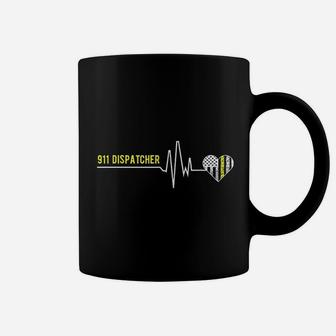 911 Dispatcher Heartbeat Funny 911 Dispatcher Gifts Coffee Mug - Thegiftio UK