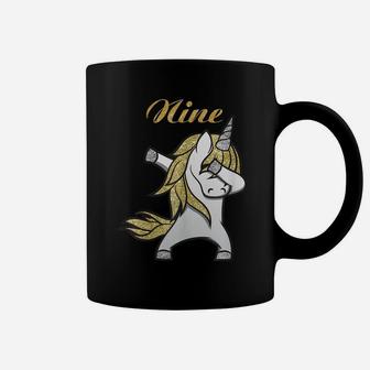 9Th Birthday 9 Years Old Golden Dancing Unicorn Coffee Mug | Crazezy