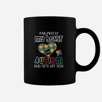 A Big Piece Of My Heart Has And He Is My Son Dad Mom Coffee Mug | Crazezy