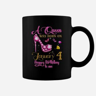 A Queen Was Born On January 4, 4Th January Birthday Gift V Sweatshirt Coffee Mug | Crazezy CA