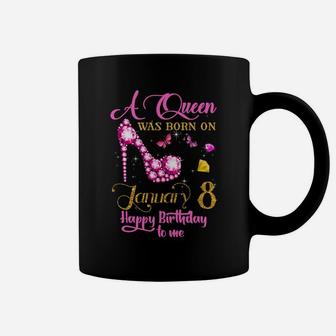 A Queen Was Born On January 8, 8Th January Birthday Gift V Sweatshirt Coffee Mug | Crazezy AU