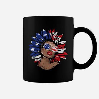 Afro American Women American Flag Flower Hair Sunflower Coffee Mug | Crazezy UK