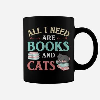 All I Need Are Books & Cats Funny Cat Mom Book Reading Lover Zip Hoodie Coffee Mug | Crazezy