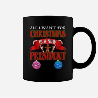All I Want For Christmas Is A New President Gingerbread Man Sweatshirt Coffee Mug | Crazezy