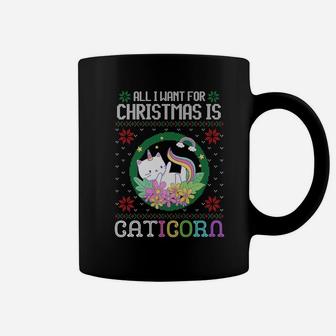All I Want For Christmas Is A Unicorn Cat Caticorn Ugly Xmas Coffee Mug | Crazezy CA