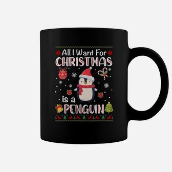 All I Want Is A Penguin For Christmas Ugly Xmas Pajamas Sweatshirt Coffee Mug | Crazezy