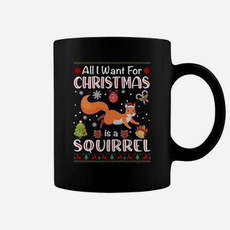 All I Want Is A Squirrel For Christmas Ugly Xmas Pajamas Sweatshirt Coffee Mug | Crazezy CA