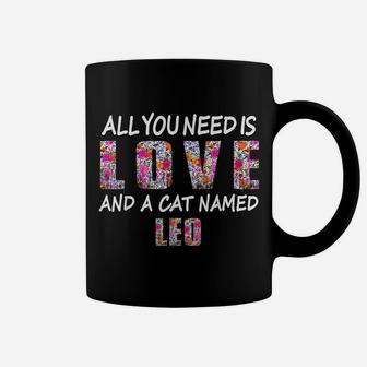 All You Need Is Love And A Cat Named Leo Vintage Floral Coffee Mug | Crazezy DE