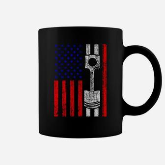 American Flag Piston Muscle Car Patriotic Coffee Mug | Crazezy