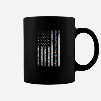 American Flag Puzzle Piece Products Awareness Coffee Mug | Crazezy