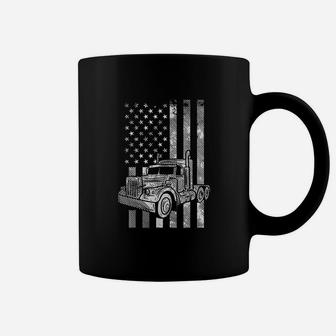 American Flag Semi Truck Us Trucking Driver Trucker Gift Coffee Mug | Crazezy