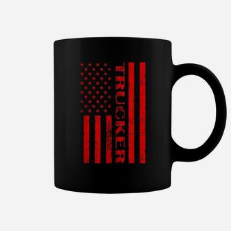 American Flag Truck Drivers T-Shirt | Usa Trucker Gift Coffee Mug | Crazezy