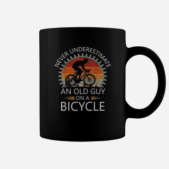 An Old Guy On A Bicycle Cycling Vintage Never Underestimate Coffee Mug | Crazezy