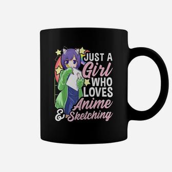 Anime Girl Just A Girl Who Loves Anime And Sketching Drawing Coffee Mug | Crazezy DE