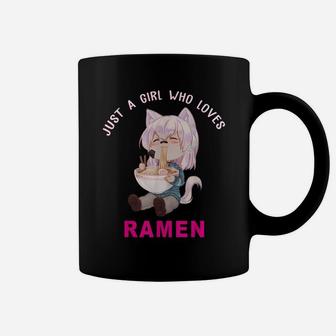 Anime Tee Just A Girl Who Loves Ramen | Japanese Kawaii Cat Coffee Mug | Crazezy