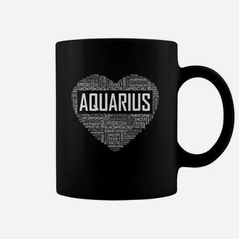 Aquarius Zodiac Traits Horoscope Astrology Sign Gift Heart Coffee Mug | Crazezy