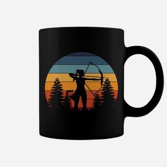 Archery Girl, Archer Bow, Vintage Retro Sunset, Nice Woman Coffee Mug | Crazezy CA