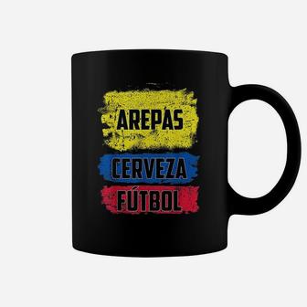 Arepas Cerveza Futbol Colombian Flag Coffee Mug - Thegiftio