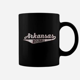 Arkansas Baseball Script Vintage Distressed Coffee Mug | Crazezy DE