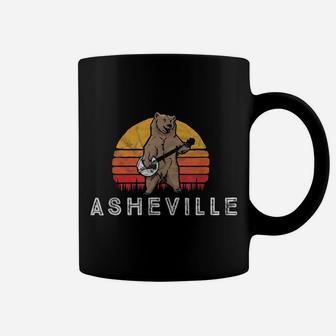 Asheville Nc Bluegrass Banjo Bear Funny Retro Graphic Coffee Mug | Crazezy