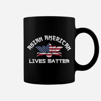 Asian American Lives Matter Us Flag Lotus Flower Stop Hate Coffee Mug | Crazezy