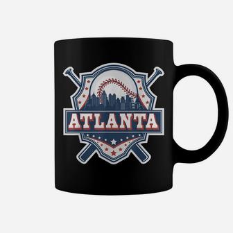 Atlanta Baseball Skyline Cityscape Classic Retro Baseball Coffee Mug | Crazezy