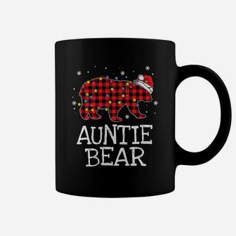 Auntie Bear Red Plaid Christmas Pajama Family Gift Coffee Mug | Crazezy AU