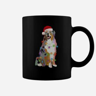 Australian Shepherd Aussi Christmas Lights Xmas Dog Lover Sweatshirt Coffee Mug | Crazezy