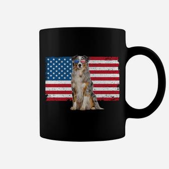 Australian Shepherd Dad American Flag Dog Lover Aussie Dad Coffee Mug | Crazezy