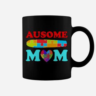 Autism Awareness And Awesome Play On Words Ausome Mom Design Coffee Mug - Monsterry