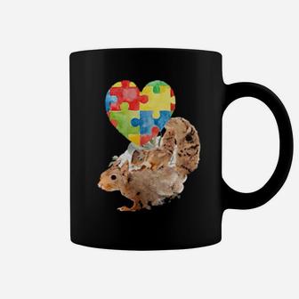 Autism Awareness Mommy Squirrel With Baby Puzzle Heart Love Coffee Mug - Monsterry AU