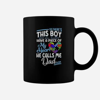 Autism Dad Boy Puzzle Pieces Daddy Autism Awereness Coffee Mug - Monsterry UK