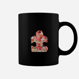 Autism Floral Puzzle Piece Autistic Art Coffee Mug - Monsterry