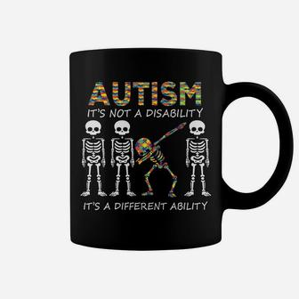Autism It's A Different Ability Funny Dabbing Skeleton Gift Coffee Mug | Crazezy