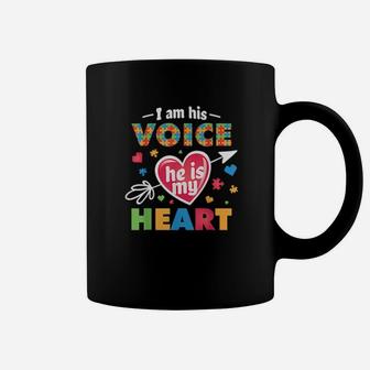 Autism Mom Mother Mama He Is My Heart Puzzle Piece Coffee Mug - Monsterry