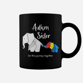 Autism Sister On This Journey Together Baby Elephant Autism Shirt Hoodie Coffee Mug - Monsterry AU