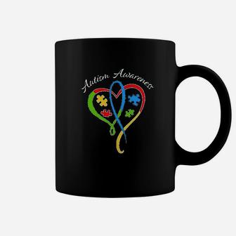 Awareness Heart Ribbon And Puzzle Coffee Mug | Crazezy
