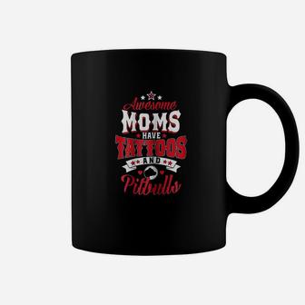 Awesome Moms Have Tattoos And Pitbulls Pit Bull Gift Coffee Mug | Crazezy DE
