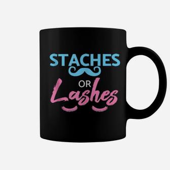 Baby Shower Gender Reveal Shirt Staches Or Lashes Coffee Mug - Monsterry DE