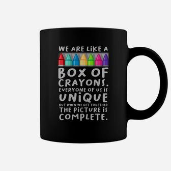 Back To School Teacher We Are Like A Box Of Crayons Sweatshirt Coffee Mug | Crazezy UK