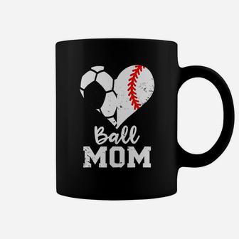 Ball Mom Heart Funny Soccer Baseball Coffee Mug - Thegiftio UK