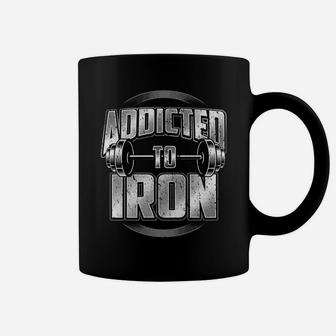 Barbell Workout Addicted To Iron Fitness Weightlifting Gym Coffee Mug | Crazezy DE