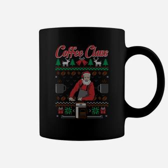 Barista Santa Claus Coffee Lover Ugly Christmas Sweater Sweatshirt Coffee Mug | Crazezy