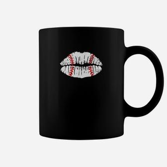 Baseball Inspired Kiss Lips Smooch Distressed Coffee Mug - Thegiftio UK