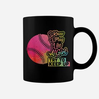 Baseball Women Funny Gift Team Play Like A Girl Softball Coffee Mug | Crazezy