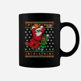 Basketball African American Santa Dunk Elf Ugly Christmas Sweatshirt Coffee Mug | Crazezy