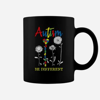 Be Different Autism Awareness Puzzle Heart Sunflower Coffee Mug - Monsterry