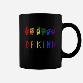 Be Kind Sign Language Rainbow Coffee Mug | Crazezy